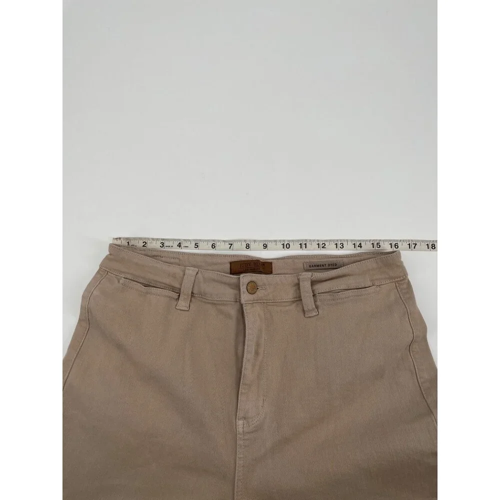 Judy Blue Womens Beige Frayed Hem Wide Leg Cropped Pants Size 15/32 Neutral - Picture 9 of 10